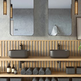 Umywalka ceramiczna nablatowa kwadratowa brązowa bez otworu na baterię 40x40 cm UNO 2 Mokka Matt