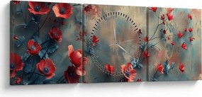Obraz - Wilcze maki (z zegarem) (90x30 cm)