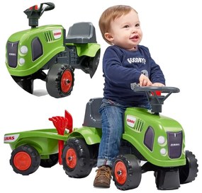 Falk traktorek baby claas zielony z przyczepką + akc. od 1 roku