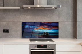 Szkło do Kuchni na Ścianę Wieczorny Rejs Statkiem