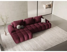 Bordowy rozkładany/ze schowkiem narożnik (lewostronny/z szezlongiem) Linz – Cosmopolitan Design