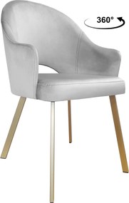 Krzesło Velvet tkanina Welur noga metalowa : Kolor nogi - Złota profil, Kolor tkaniny - VELVET - MG39, Typ siedziska - Siedzisko obrotowe 360°