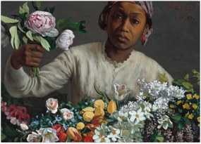 Obraz - Frédéric Bazille, Young Woman with Peonies, reprodukcje (70x50 cm)