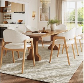 Zestaw 6 krzeseł do jadalni - 57,5 x 54,5 x 82,5 cm - Pokrycie ze sztucznego futra - drewno - białe