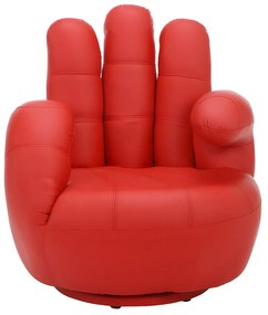 Fotel obrotowy w kształcie dłoni CATCHY z ekoskóry - Czerwony