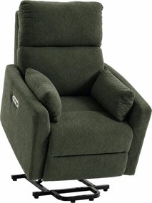 HOMCOM Fotel z funkcją podnoszenia z masażem i ogrzewaniem, elektryczny fotel relaksacyjny z Teddyfleece dla seniorów, Ciemnozielony | Aosom PL