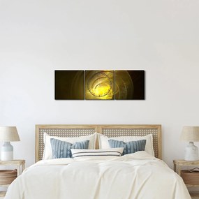 Obraz żółtej abstrakcyjnej spirali (z zegarem) (90x30 cm)