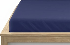 PrzytulneMieszkanie.pl Prześcieradło z gumką z mikrofibry w kolorze granatowym 90 x 200 cm