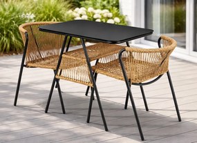 Zestaw mebli ogrodowych, balkonowych Bravio, rattanowy stolik i 2 krzesła