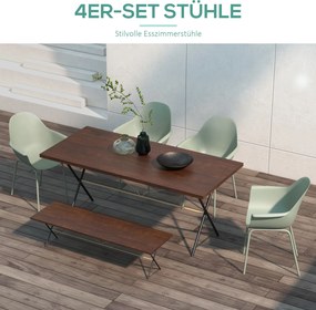 Outsunny Zestaw 4 krzeseł ogrodowych Składane Zielone z oparciem Podłokietniki do 120 kg | Aosom PL