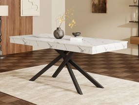 Prostokątny stół rozsuwany 140/180x80x76 cm - Na 6 do 8 osób - Gruby blat - Nogi metalowe - Biały