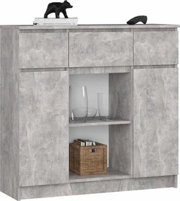 Nowoczesna komoda z szufladami oraz półkami beton F7-E25
