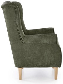 Fotel wypoczynkowy klasyczny uszak HERMES oliwkowy tkanina MARKOS 14-#12