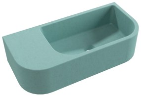 Umywalka betonowa wisząca / nablatowa półokrągła z półką bez otworu na baterię 65 x 30 cm LARMO | różne kolory : Kolor - Turkusowy, Typ montażu - nablatowa