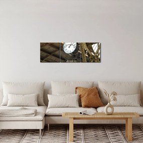 Obraz - Zegar na dworcu (z zegarem) (90x30 cm)