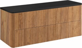 Szafka łazienkowa 120, Dąb craft, blat czarny, 120,8 x 44,2 x 50 cm