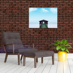 Obraz na szkle domu nad morzem (70x50 cm)