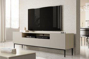 Szafka RTV Nicole 200 cm z wnęką i szufladami - kaszmir / czarne nóżki