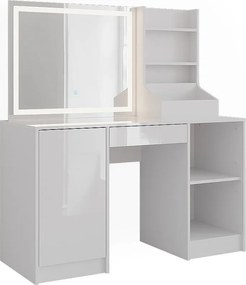 Stół toaletowy biały/biały wysoki połysk 128.2x50.1x76 sherry