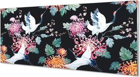 Panel szklany do Kuchni Ptaki w Kwiatowym Ogrodzie