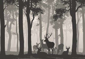 Fototapeta - Jeleń w lesie (196x136 cm)
