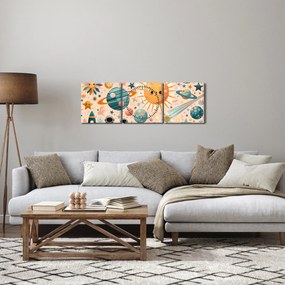 Obraz - Kawałki z kosmosu (z zegarem) (90x30 cm)