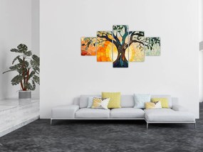 Obraz – Mozaika – słońce i drzewo I. (125x70 cm)