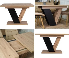 Industrialny stół do jadalni rozkładany Clark 120-160 cm, dąb artisan/czarny