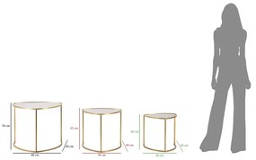 Okrągłe stoliki w kolorze złota ze szklanym blatem zestaw 3 szt. ø 60 cm Triangle – Mauro Ferretti