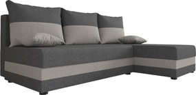 Rozkładana narożna sofa VALERIO SLIM 200x140 cm, ciemnoszara/jasnoszara, uniwersalna + 2 pod