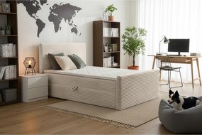 Łóżko kontynentalne Trento 120 z pojemnikiem, tkanina Velo beżowy (30)