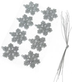 Zestaw ozdób choinkowych Glitter flakes 16 szt.,srebrny