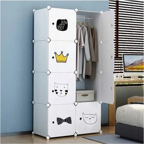 SZAFA GARDEROBA UBRANIOWA BIAŁA PÓŁKI REGAŁ SŁUPEK NA ZABAWKI DZIECIĘCA