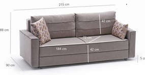 Jasnobrązowa rozkładana sofa 215 cm Ece – Artie