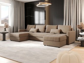 BEDANTE narożnik MOS U BIS Itaka 48 brązowy z funkcją spania sofa w kształcie litery U z pojemnikiem na pościel