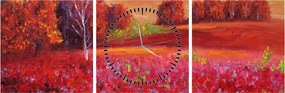 Obraz czerwonego krajobrazu (z zegarem) (90x30 cm)