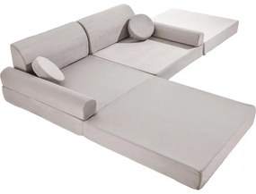 Velvet sofa dziecięca, jasnoszara - meowbaby®