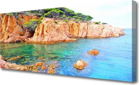 Obraz canvas Fale Rozbijające się o Skały