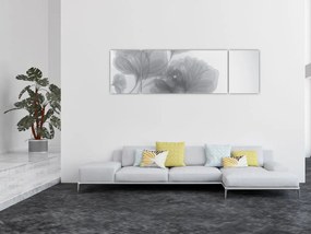 Obraz kwiatów w odcieniach szarości (170x50 cm)