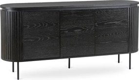 Komoda do Salonu BECK 160 cm Czarna Trzydrzwiowa Ryflowana Nowoczesna