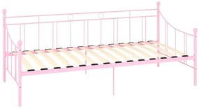 Różowe metalowe łóżko pojedyncze 90x200 cm - Heka