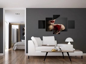 Obraz - Kobieta z różą (125x70 cm)
