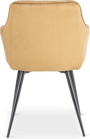 Krzesło Tapicerowane do Salonu MODESTO Musztardowe Welurowe Nowoczesne Loft