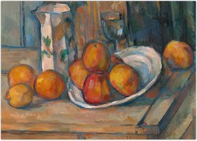 Obraz na szkle - Paul Cézanne, Still Life with Milk Jug and Fruit, reprodukcje (70x50 cm)