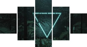 Obraz - Neonowy trójkąt w dżungli (125x70 cm)