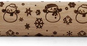 Toro Drewniany wałek z dekorem Bałwan, 38  cm