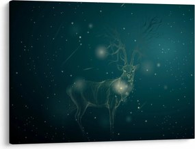 Obraz - Magiczny jeleń w nocy (70x50 cm)