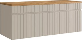 Wisząca szafka podumywalkowa z prążkowana beżowa z półką - 120 cm - SATARA