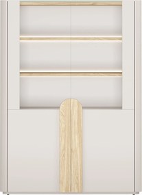 Witryna Amilio 100 cm dwudrzwiowa - kaszmir / dąb olejowany / uchwyty dąb jasny