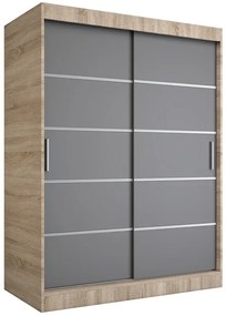Szafa przesuwna dąb sonoma + antracyt 150 cm - Bohosa 4X